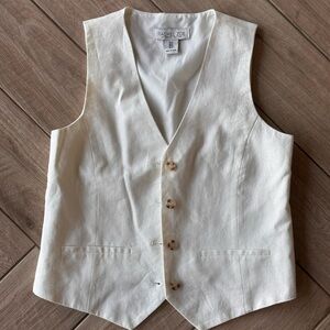 Rachel Zoe White Tailored Linen Vest